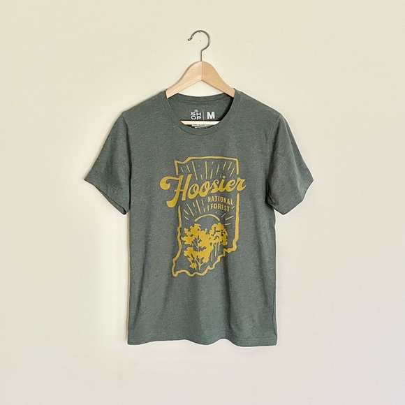 NEW The Shop Hoosier National Forrest Graphic Green T Shirt Adult size Medium - Picture 1 of 4